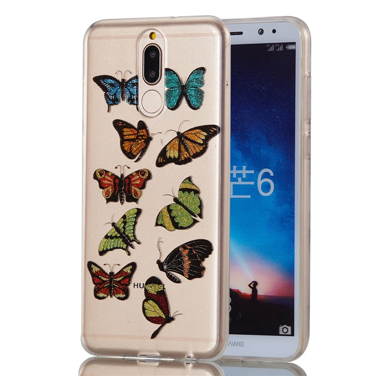 Glitter Powder IMD TPU Mobile Phone Casing for Huawei Mate 10 Lite / nova 2i / Maimang 6 / Honor 9i (India) - Multi-butterflies-6