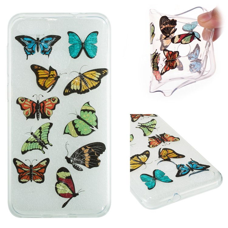 IMD Glitter Powder TPU Cell Phone Case for Huawei P9 lite mini / Y6 Pro (2017) / Enjoy 7 - Multiple Butterflies-1
