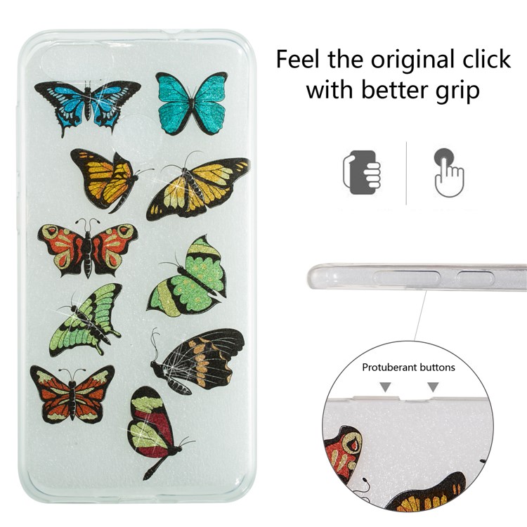 IMD Glitter Powder TPU Cell Phone Case for Huawei P9 lite mini / Y6 Pro (2017) / Enjoy 7 - Multiple Butterflies-2