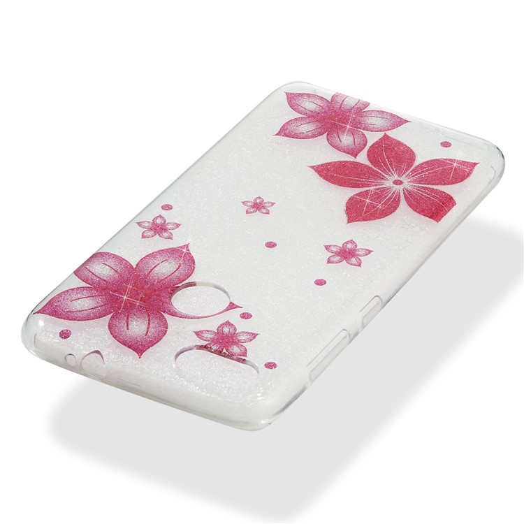 IMD Glitter Powder TPU Mobile Phone Casing for Huawei P9 lite mini / Y6 Pro (2017) / Enjoy 7 - Red Flower-4