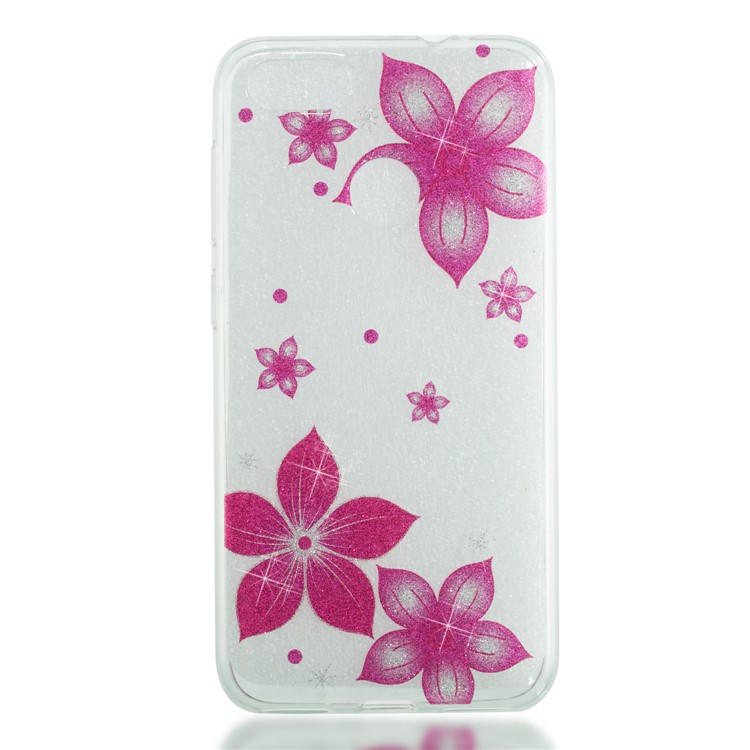IMD Glitter Powder TPU Mobile Phone Casing for Huawei P9 lite mini / Y6 Pro (2017) / Enjoy 7 - Red Flower-5