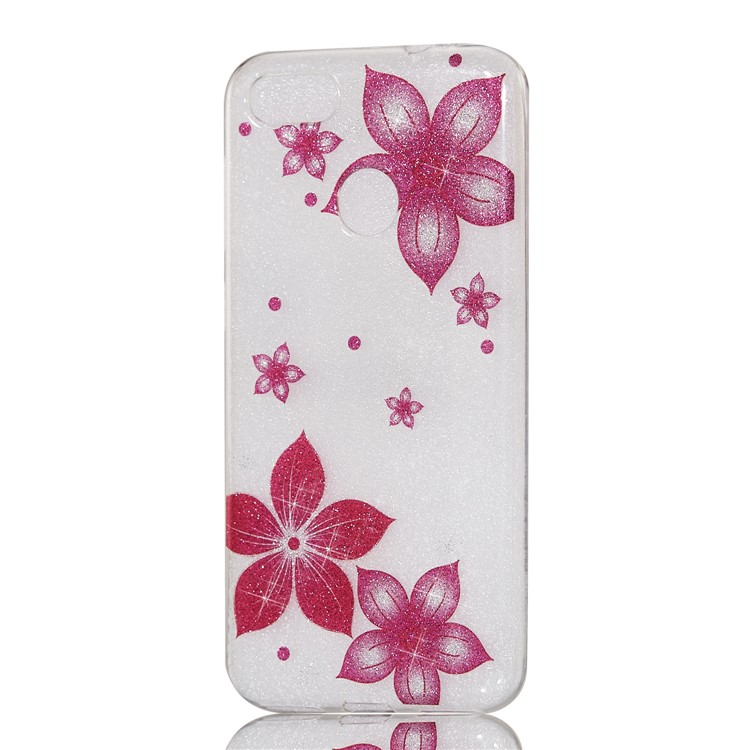 IMD Glitter Powder TPU Mobile Phone Casing for Huawei P9 lite mini / Y6 Pro (2017) / Enjoy 7 - Red Flower-6