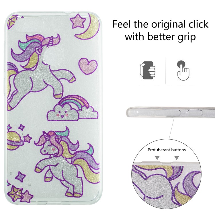 IMD Glitter Powder TPU Phone Accessory Case for Huawei P9 lite mini / Y6 Pro (2017) / Enjoy 7 - Playing Unicorns-2