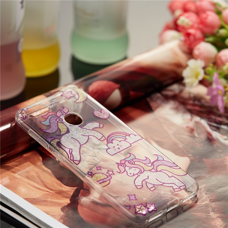 IMD Glitter Powder TPU Phone Accessory Case for Huawei P9 lite mini / Y6 Pro (2017) / Enjoy 7 - Playing Unicorns-8