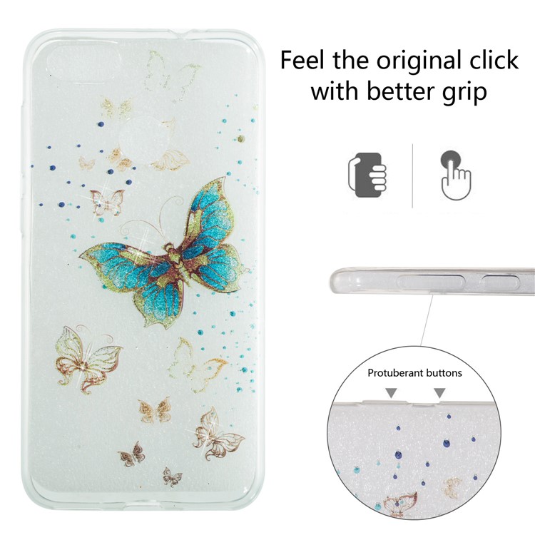IMD Glitter Powder TPU Case Mobile Accessory for Huawei P9 lite mini / Y6 Pro (2017) / Enjoy 7 - Pretty Butterflies-2