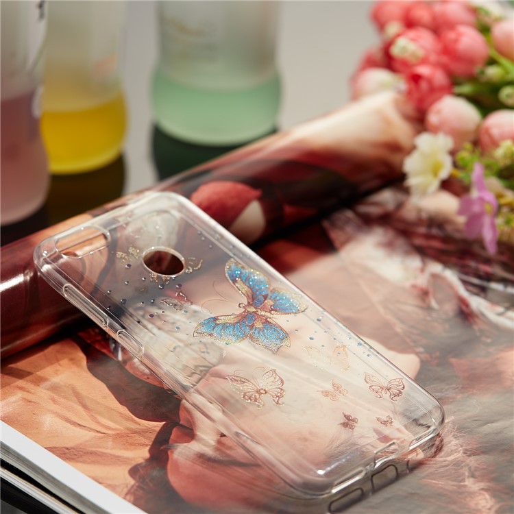 IMD Glitter Powder TPU Case Mobile Accessory for Huawei P9 lite mini / Y6 Pro (2017) / Enjoy 7 - Pretty Butterflies-6