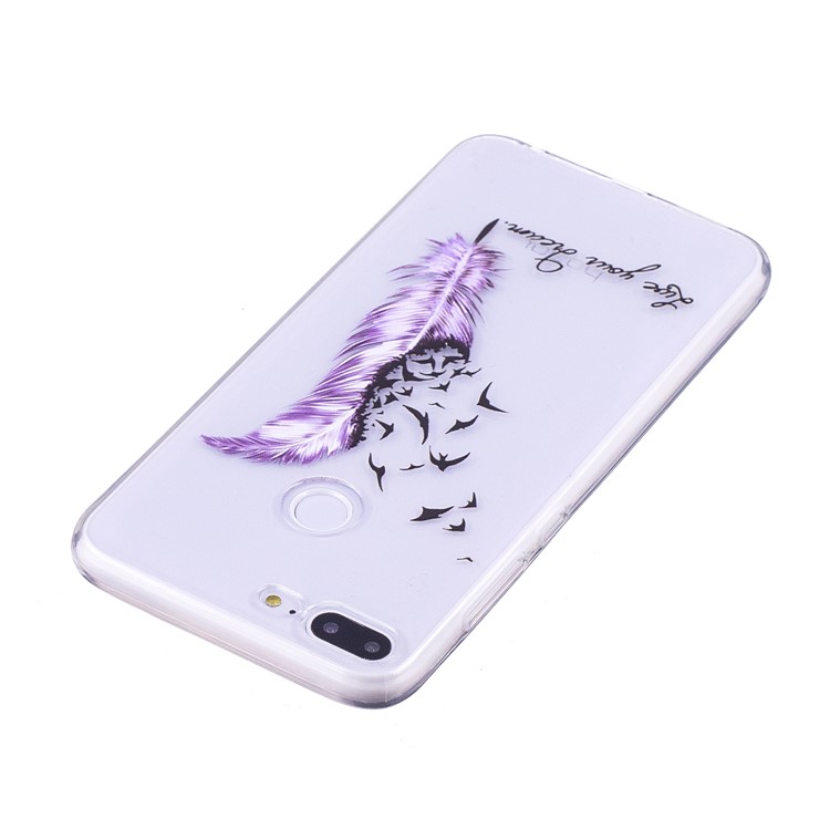 Embossment TPU Soft Cover for Huawei Honor 9 Lite/Youth Edition - Purple Feather and Bird-3