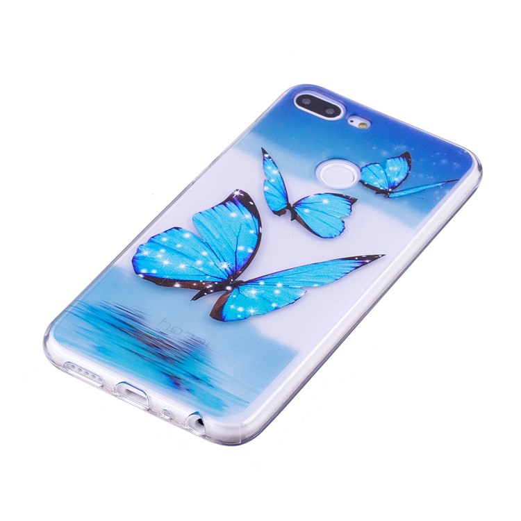 Embossment TPU Soft Shell for Huawei Honor 9 Lite/Youth Edition - Blue Butterfly-2