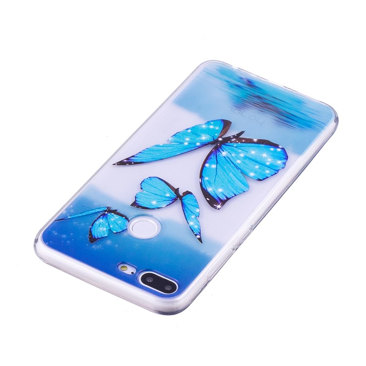 Embossment TPU Soft Shell for Huawei Honor 9 Lite/Youth Edition - Blue Butterfly-3
