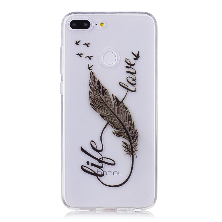 Embossment TPU Phone Case for Huawei Honor 9 Lite/Youth Edition - Black Feather-1