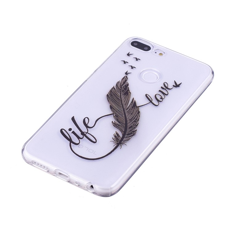 Embossment TPU Phone Case for Huawei Honor 9 Lite/Youth Edition - Black Feather-2