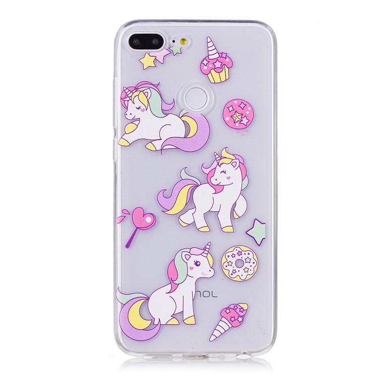 Embossment TPU Phone Cover for Huawei Honor 9 Lite/Youth Edition - Unicorns and Dessert-1