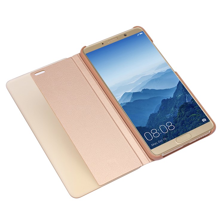 View Window PU Leather Folio Protective Phone Cover for Huawei Mate 10 - Rose Gold-4