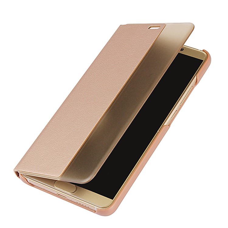 View Window PU Leather Folio Protective Phone Cover for Huawei Mate 10 - Rose Gold-5