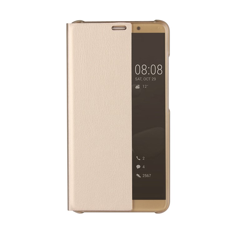 View Window PU Leather Mobile Case Cover for Huawei Mate 10 - Gold-2