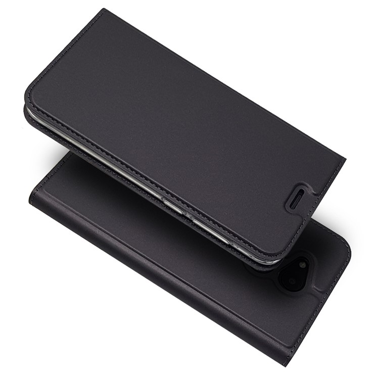 Magnetic Adsorption Card Holder Leather Flip Stand Cover for Huawei Honor 6C Pro / V9 Play - Black-2