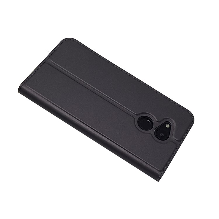 Magnetic Adsorption Card Holder Leather Flip Stand Cover for Huawei Honor 6C Pro / V9 Play - Black-4