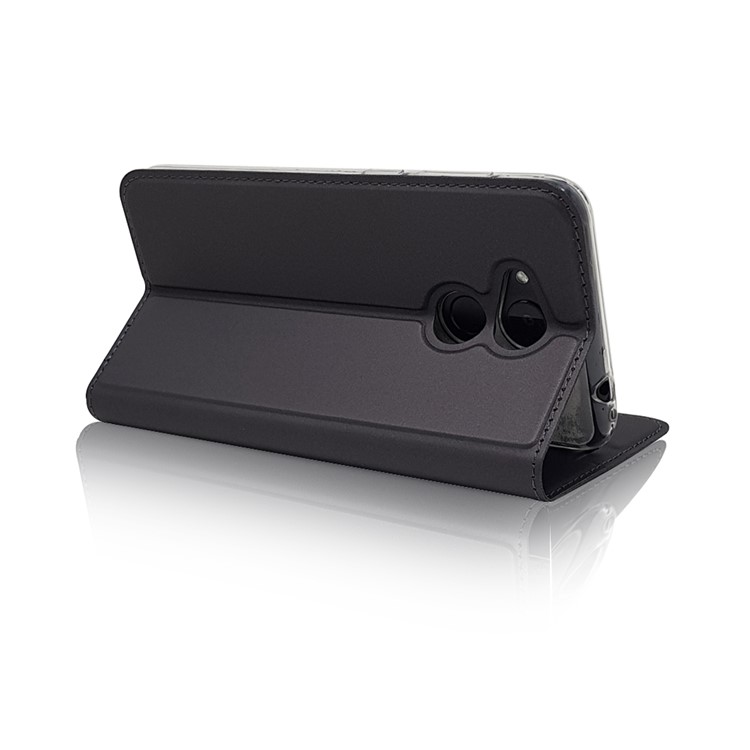 Magnetic Adsorption Card Holder Leather Flip Stand Cover for Huawei Honor 6C Pro / V9 Play - Black-6