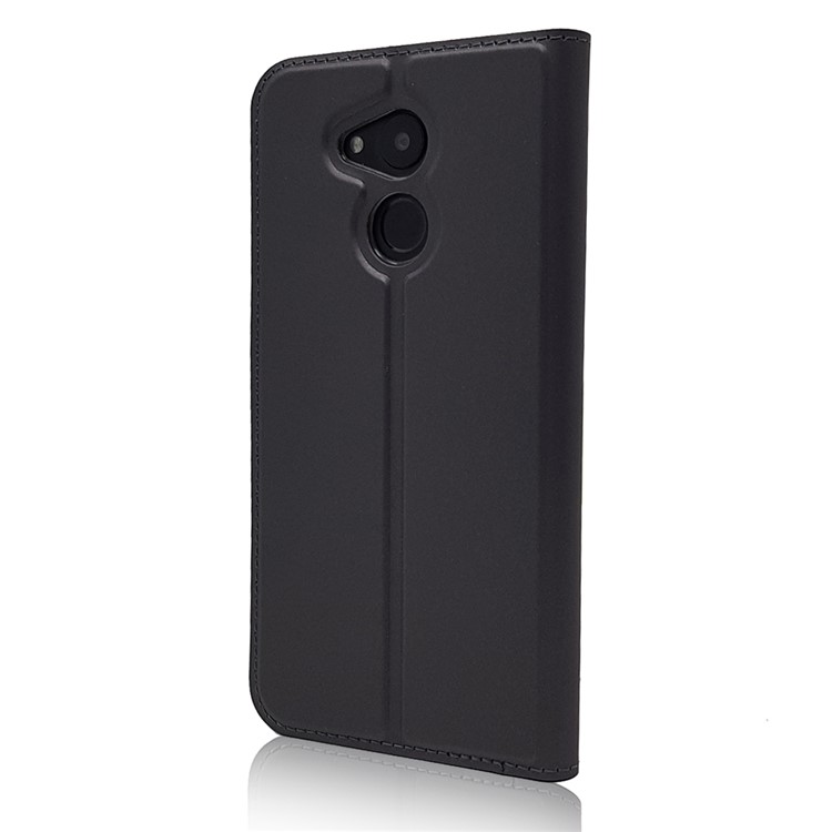 Magnetic Adsorption Card Holder Leather Flip Stand Cover for Huawei Honor 6C Pro / V9 Play - Black-9