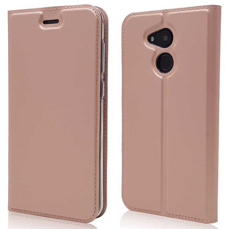 Magnetic Adsorption Leather Flip Phone Cover with Card Holder for Huawei Honor 6C Pro / V9 Play - Rose Gold-1