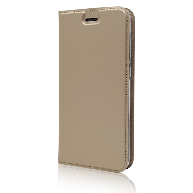 For Huawei Honor 6C Pro / V9 Play Magnetic Adsorption Card Holder Leather Flip Stand Case Accessory - Gold-8