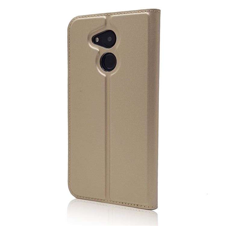For Huawei Honor 6C Pro / V9 Play Magnetic Adsorption Card Holder Leather Flip Stand Case Accessory - Gold-9