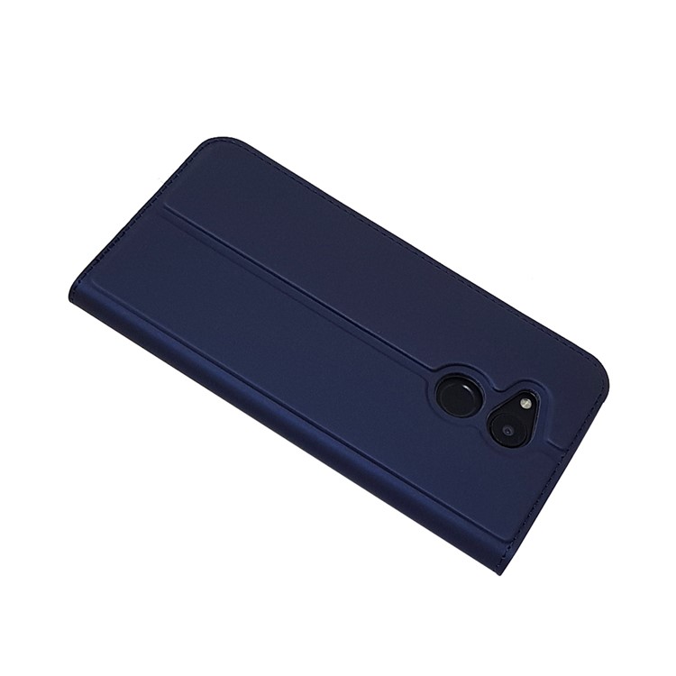 Magnetic Adsorption Leather Stand Mobile Phone Cover for Huawei Honor 6C Pro / V9 Play - Dark Blue-4