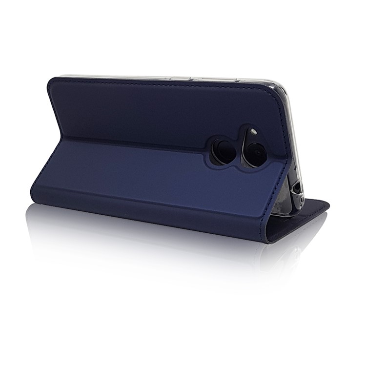 Magnetic Adsorption Leather Stand Mobile Phone Cover for Huawei Honor 6C Pro / V9 Play - Dark Blue-6