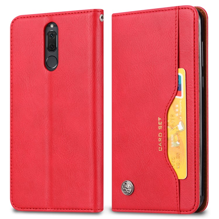 Auto-absorbed PU Leather Wallet Stand Cover for Huawei Mate 10 Lite / nova 2i / Maimang 6 / Honor 9i (India) - Red-2
