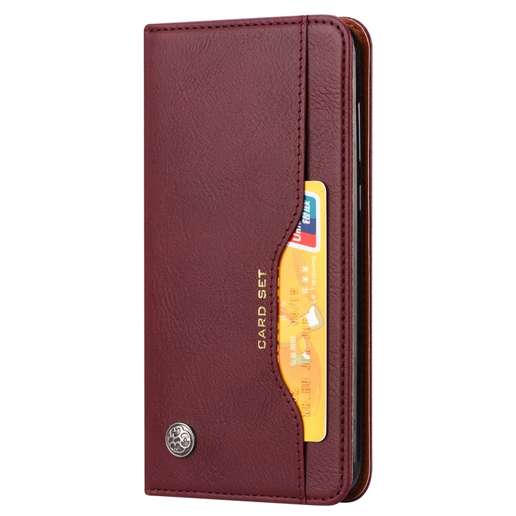 Auto-absorbed Card Holder Leather Phone Casing for Huawei Mate 10 Lite / nova 2i / Maimang 6 / Honor 9i (India) - Wine Red-3