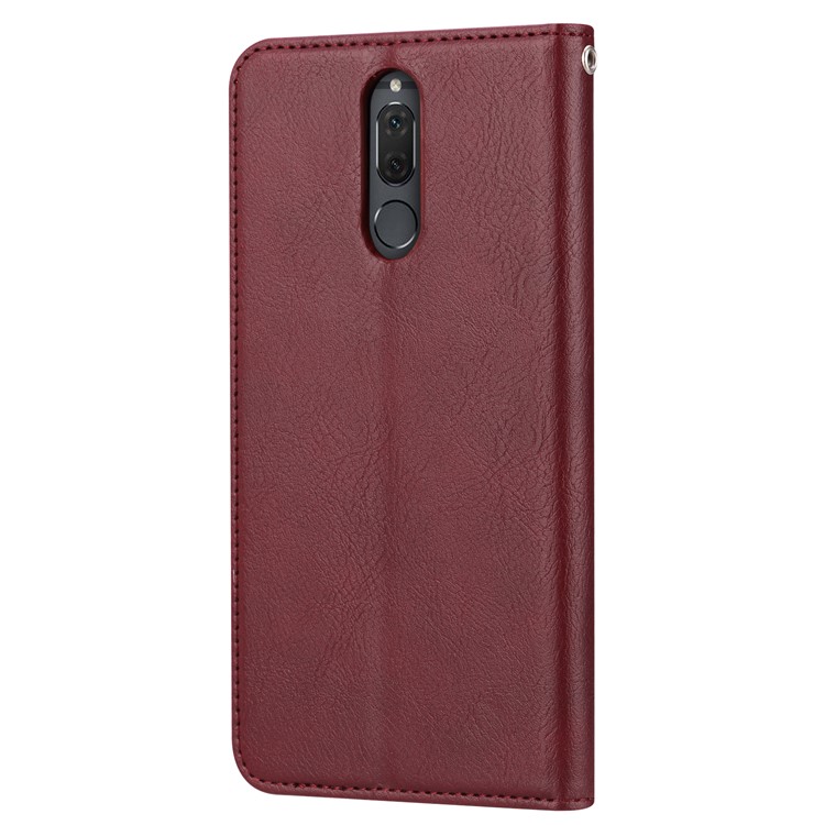 Auto-absorbed Card Holder Leather Phone Casing for Huawei Mate 10 Lite / nova 2i / Maimang 6 / Honor 9i (India) - Wine Red-4