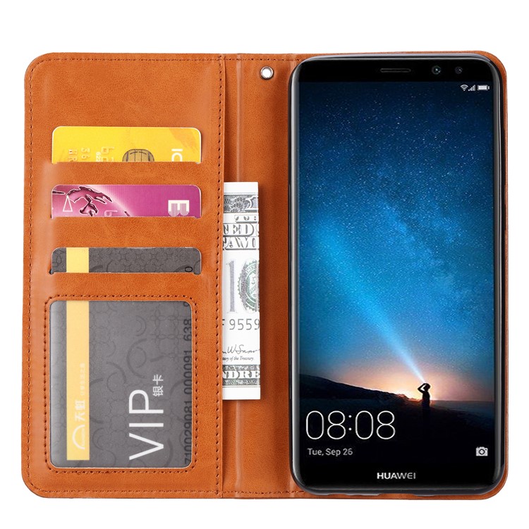 Auto-absorbed PU Leather Mobile Cover Shell for Huawei Mate 10 Lite / nova 2i / Maimang 6 / Honor 9i (India) - Brown-5