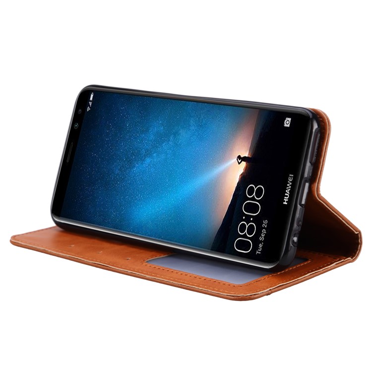 Auto-absorbed PU Leather Mobile Cover Shell for Huawei Mate 10 Lite / nova 2i / Maimang 6 / Honor 9i (India) - Brown-7