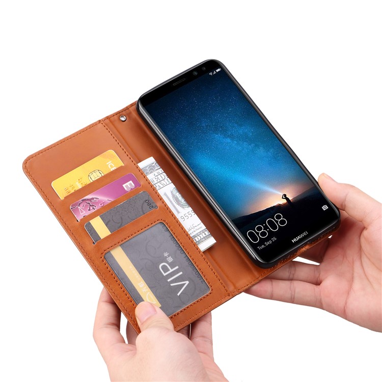 Auto-absorbed PU Leather Mobile Cover Shell for Huawei Mate 10 Lite / nova 2i / Maimang 6 / Honor 9i (India) - Brown-8