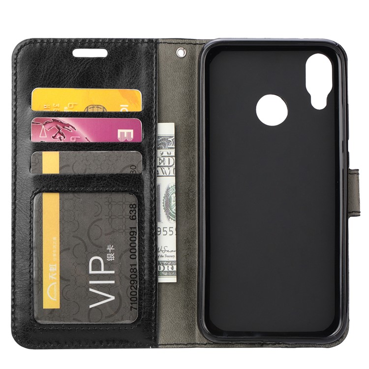 For Huawei P20 Lite / Nova 3e Crazy Horse PU Leather Wallet Stand Phone Case - Black-4