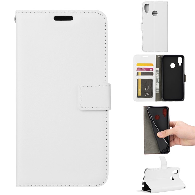 For Huawei P20 Lite / Nova 3e Crazy Horse PU Leather Wallet Phone Cover with Stand - White-1
