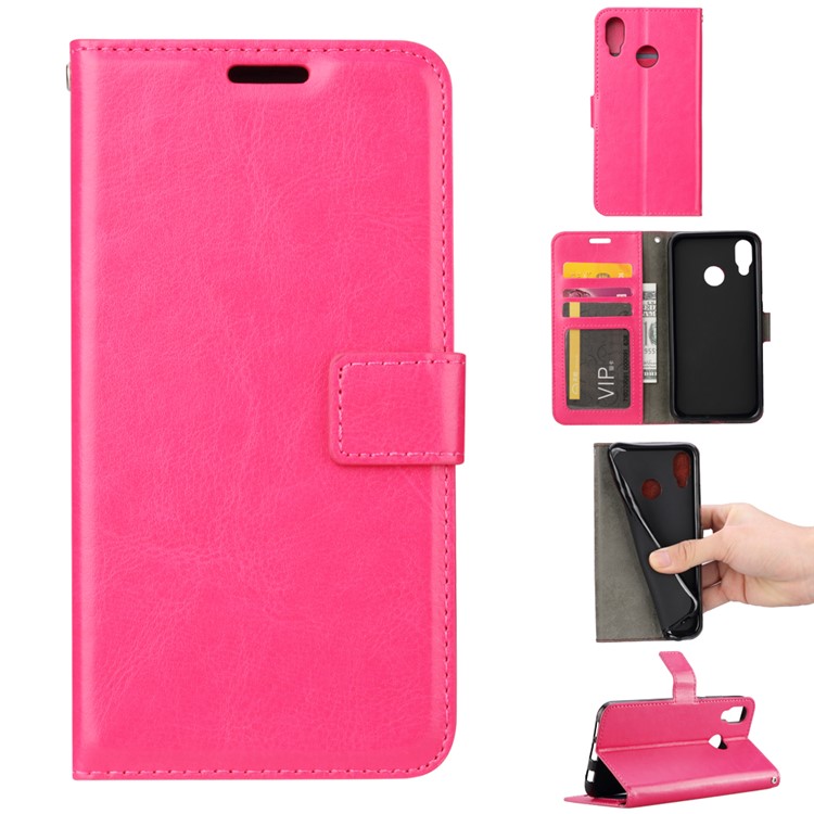 For Huawei P20 Lite / Nova 3e Crazy Horse PU Leather Protection Mobile Phone Case Accessory - Rose-1