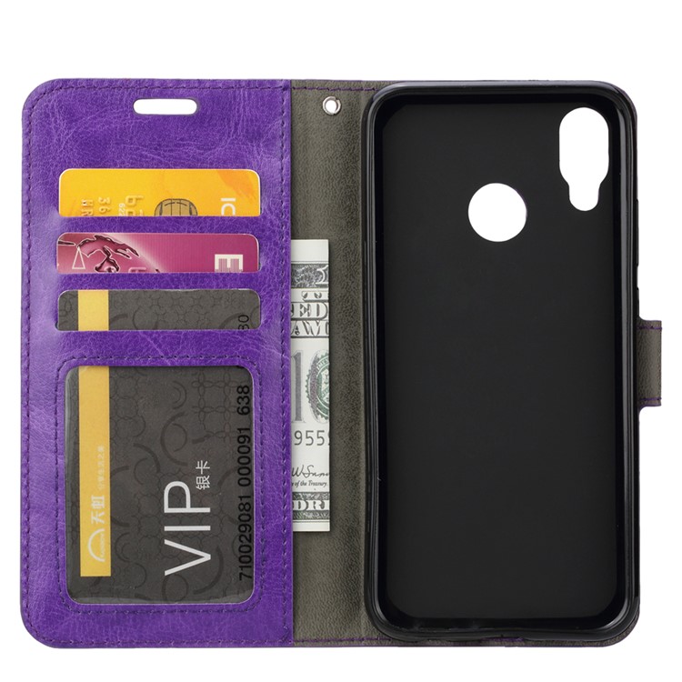 For Huawei P20 Lite / Nova 3e Crazy Horse Stand Wallet Leather Phone Casing - Purple-4