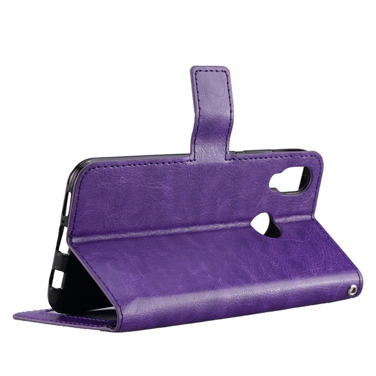 For Huawei P20 Lite / Nova 3e Crazy Horse Stand Wallet Leather Phone Casing - Purple-5