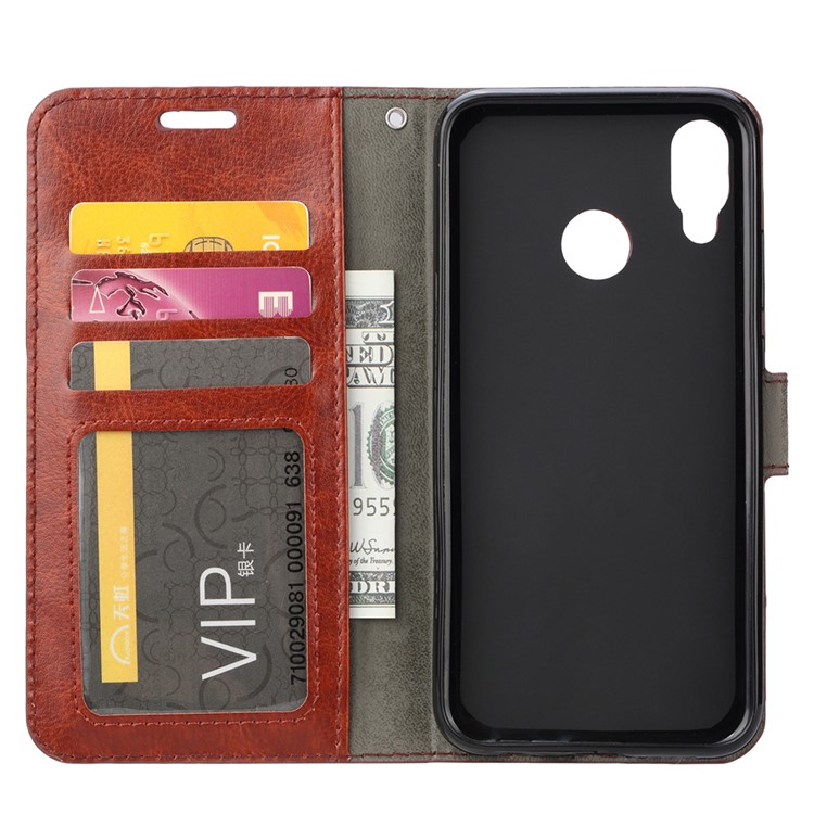 For Huawei P20 Lite / Nova 3e Crazy Horse Wallet Stand Leather Mobile Cover Shell - Brown-4
