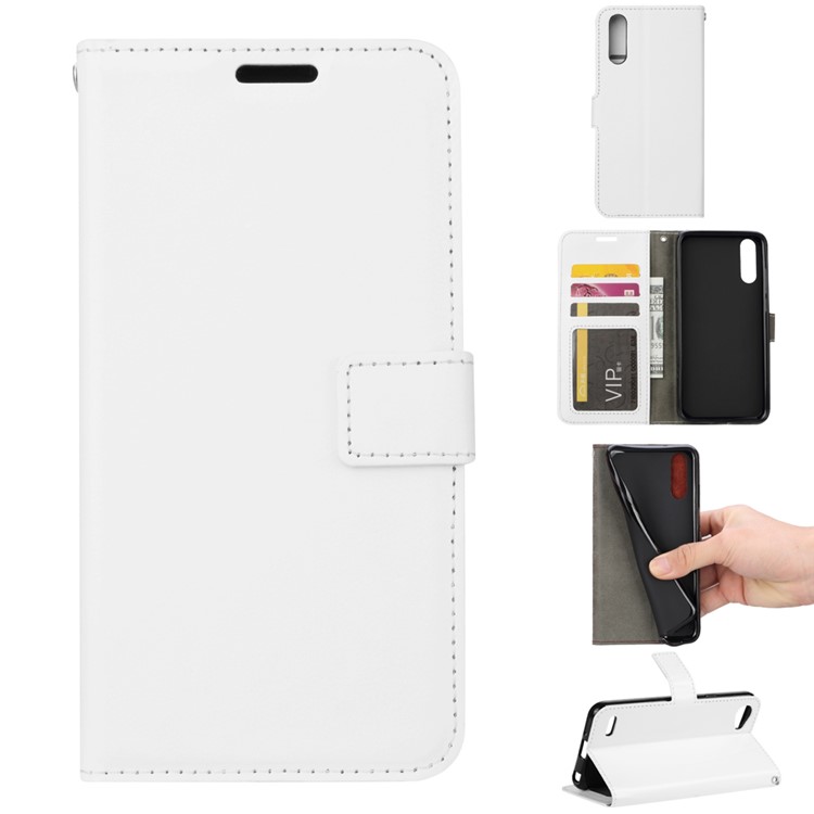 Crazy Horse Wallet Leather Stand Cover for Huawei P20 - White-1
