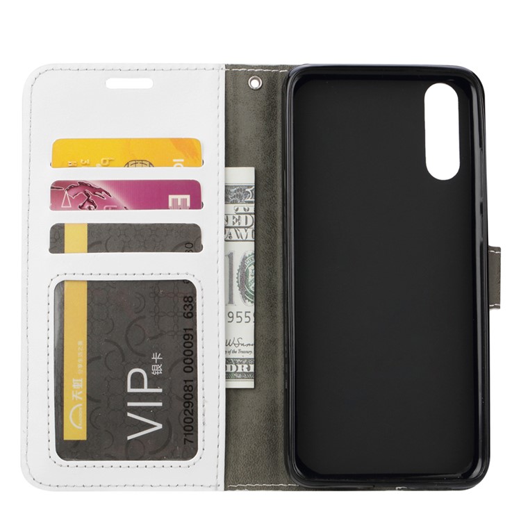 Crazy Horse Wallet Leather Stand Cover for Huawei P20 - White-4