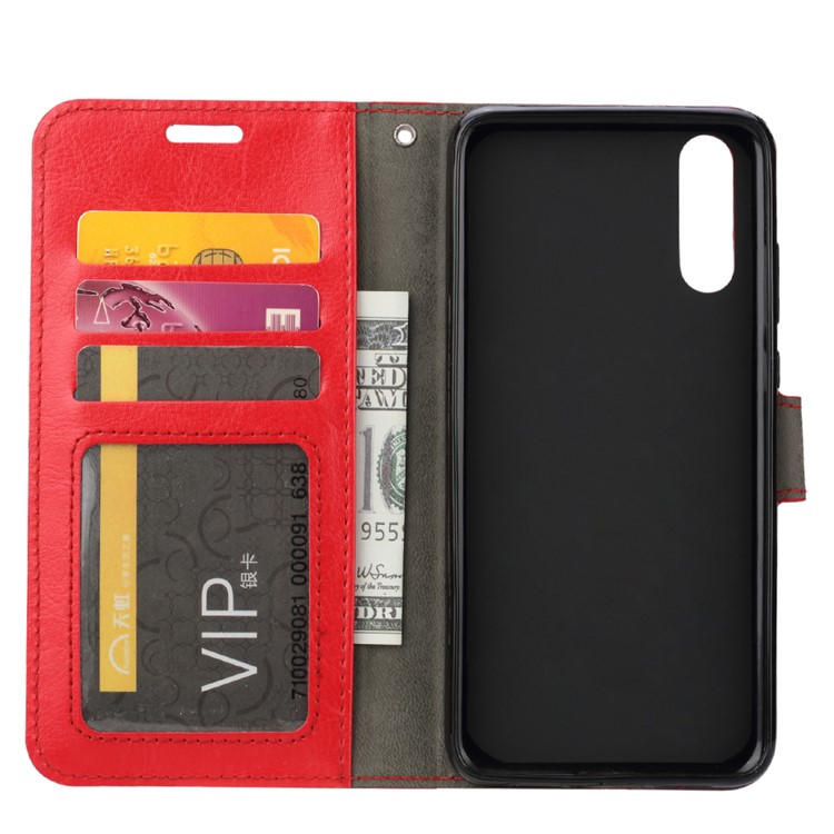 Crazy Horse Wallet Leather Cell Phone Case for Huawei P20 - Red-4