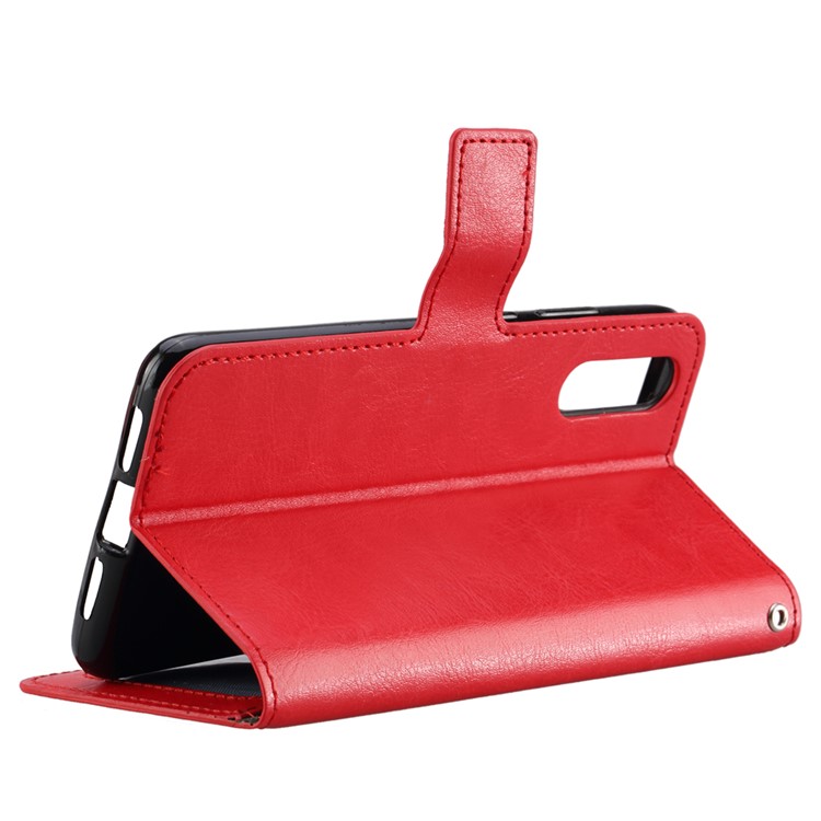Crazy Horse Wallet Leather Cell Phone Case for Huawei P20 - Red-5