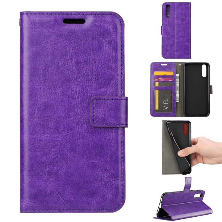 Crazy Horse Magnetic Leather Stand Cover for Huawei P20 - Purple-1