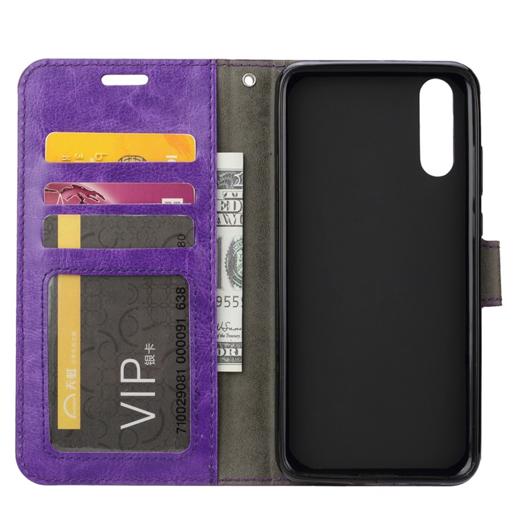 Crazy Horse Magnetic Leather Stand Cover for Huawei P20 - Purple-4