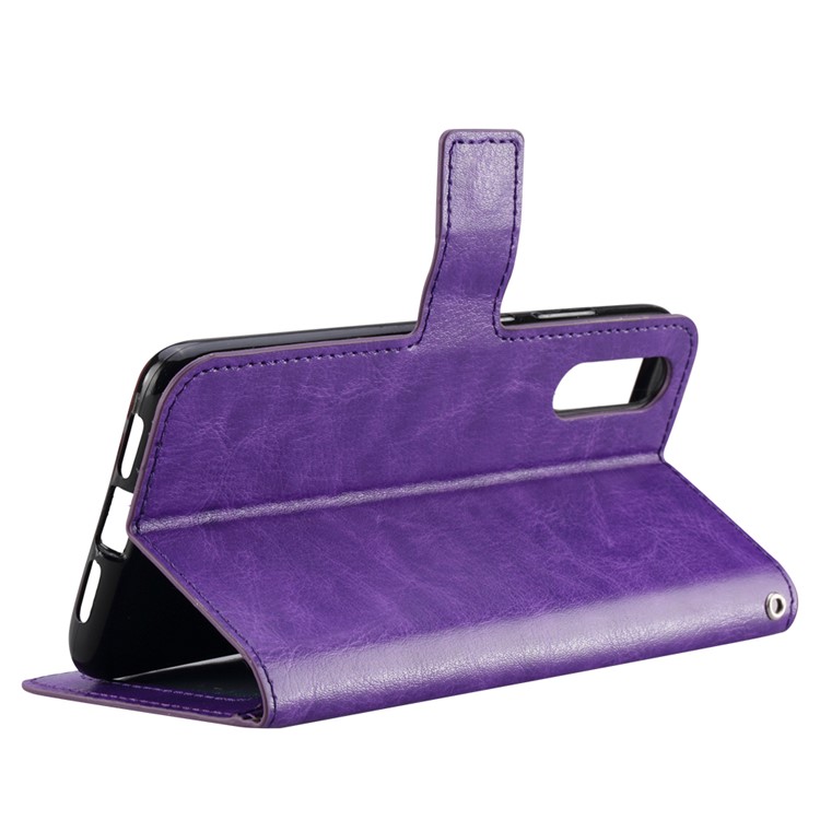 Crazy Horse Magnetic Leather Stand Cover for Huawei P20 - Purple-5