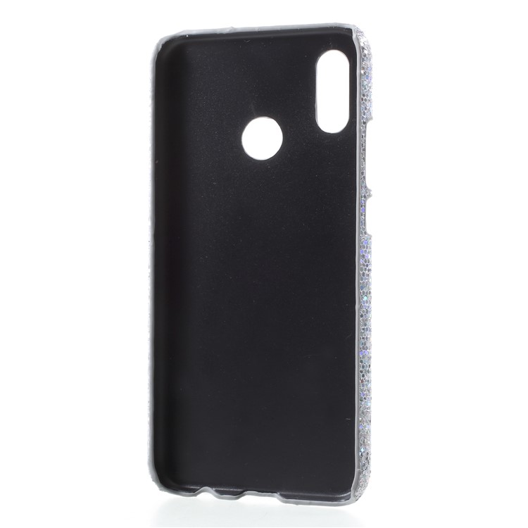 Leather Coated Plastic Mobile Casing for Huawei P20 Lite / Nova 3e - Silver Glittery Sequins-3
