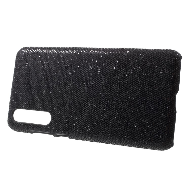 PU Leather Coated PC Phone Case for Huawei P20 Pro - Black Glittery Sequins-2
