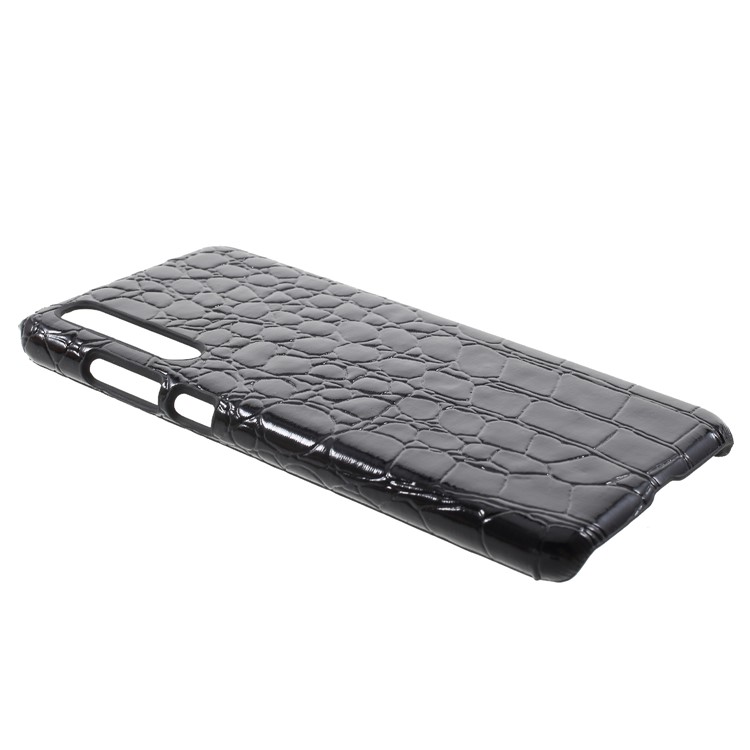 PU Leather Coated PC Cell Phone Cover for Huawei P20 Pro - Black Crocodile Texture-3
